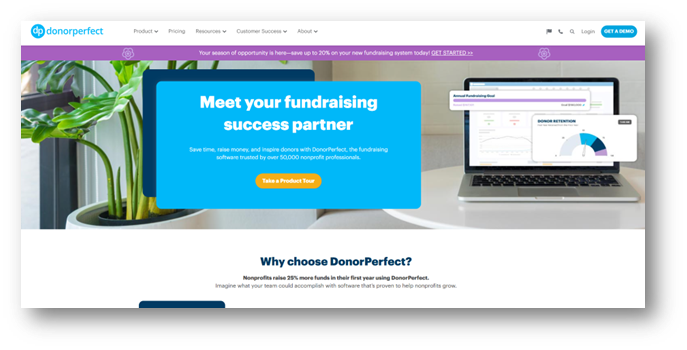 3. DonorPerfect home page