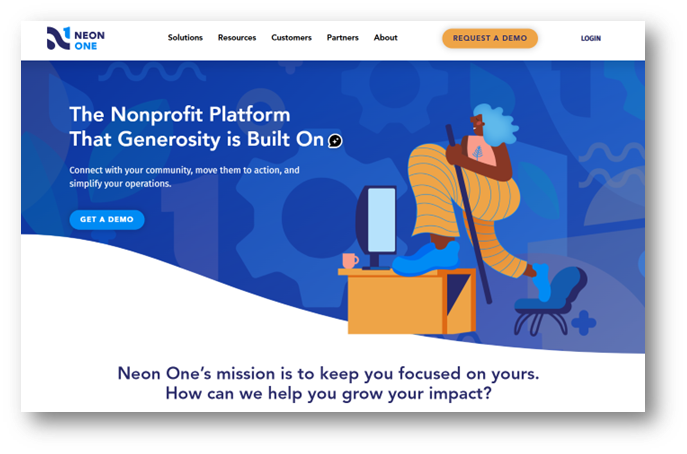 A screenshot of Neon One's website homepage