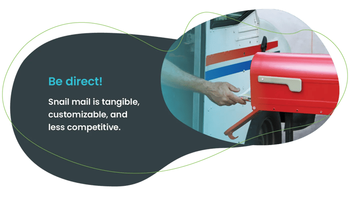 Mail carrier putting nonprofit direct mail piece into mailbox.