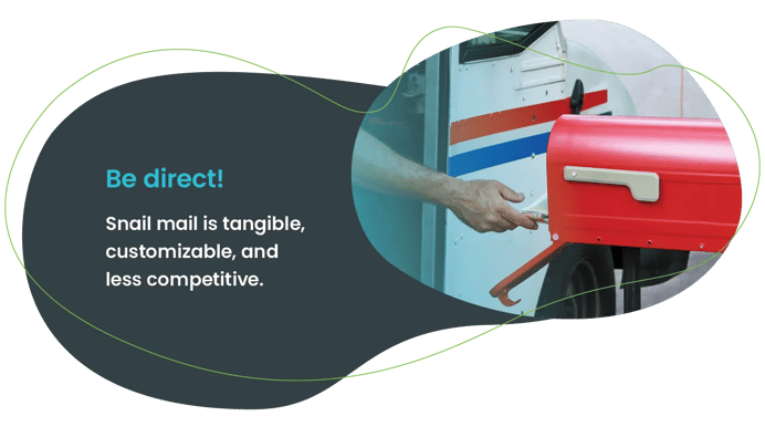 Mail carrier putting nonprofit direct mail piece into mailbox.