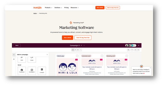 Hubspot home page