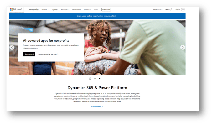 Microsoft 365 for nonprofits home page