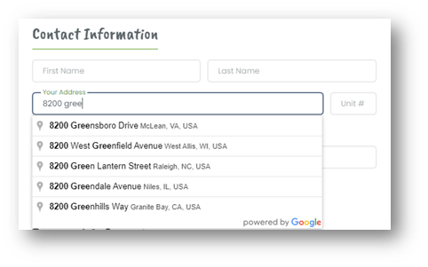 One line address entry