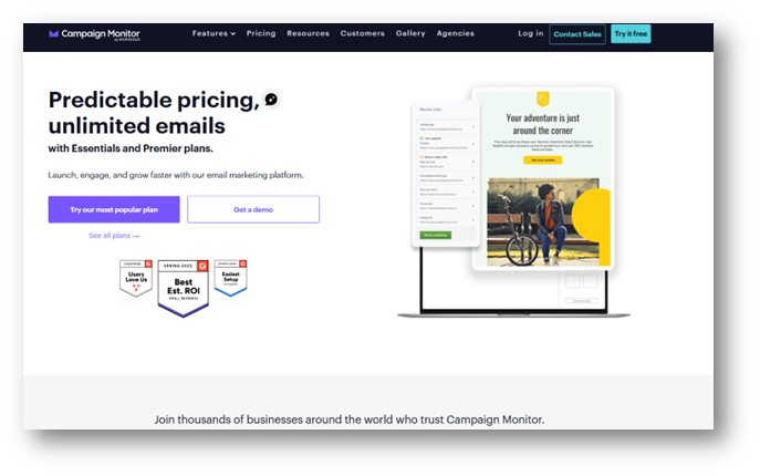 campaign monitor home page