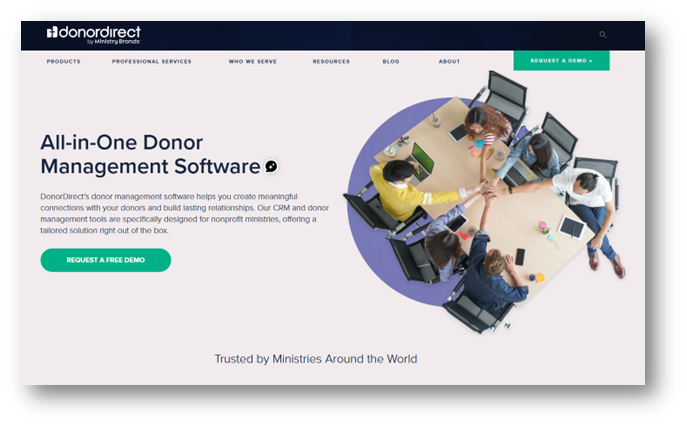 Donordirect, a nonprofit CRM for faith-based organizations
