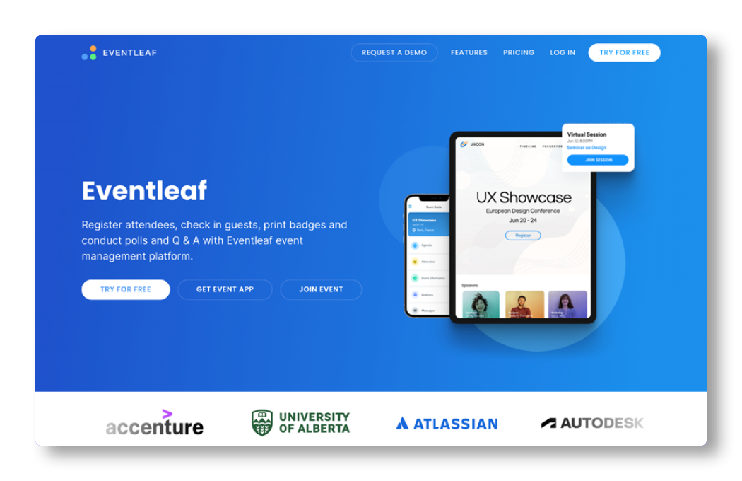 Eventleaf, an affordable nonprofit event software option.