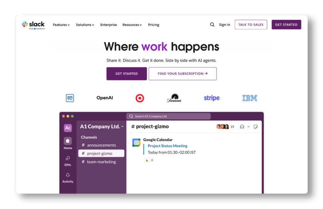 Slack, a platform for team communications that can be useful when shopping for nonprofit event software.