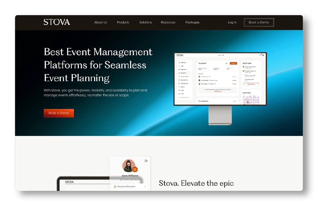 Stova, a platform that supports event planning, which can be used as nonprofit event software for enterprise-level fundraisers.