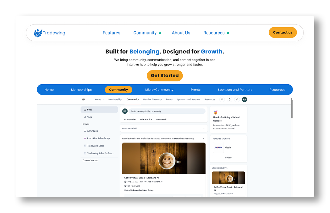 Tradewing, a platform option that offers nonprofit event software capabilities.