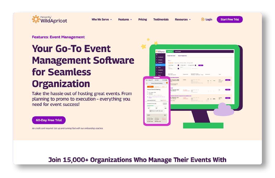 WildApricot, a nonprofit event software option best for member-based organizations