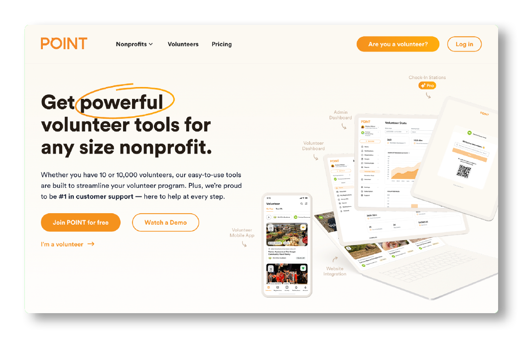 POINT, a volunteer management solution.