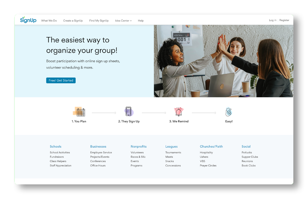 SignUp.com, a volunteer management solution.