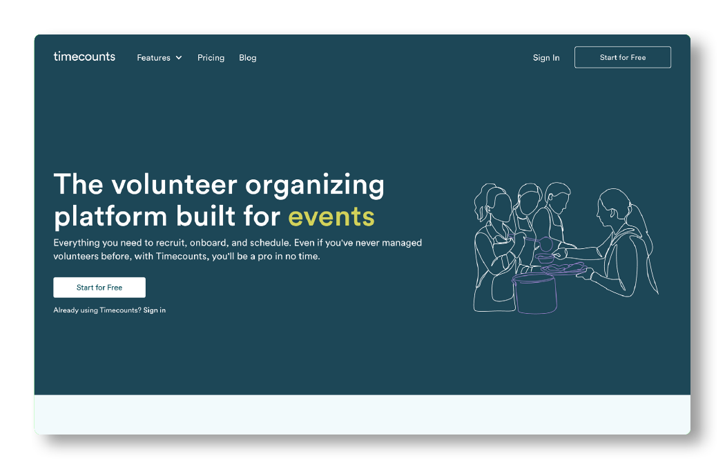 Timecounts, a volunteer management solution.