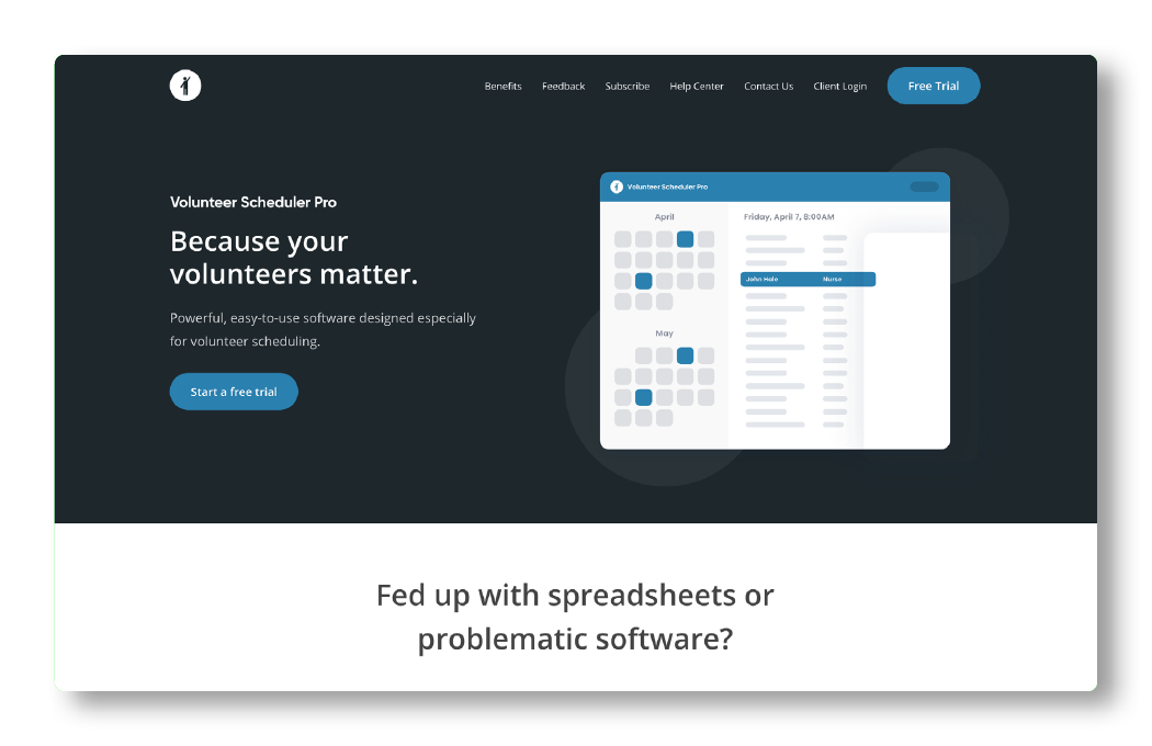 Volunteer Scheduler Pro, a volunteer management solution.